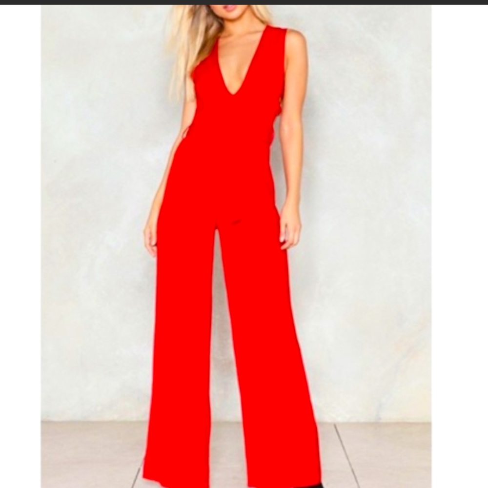 Emma & Michele red jumpsuit palazzo sz 6 nwt